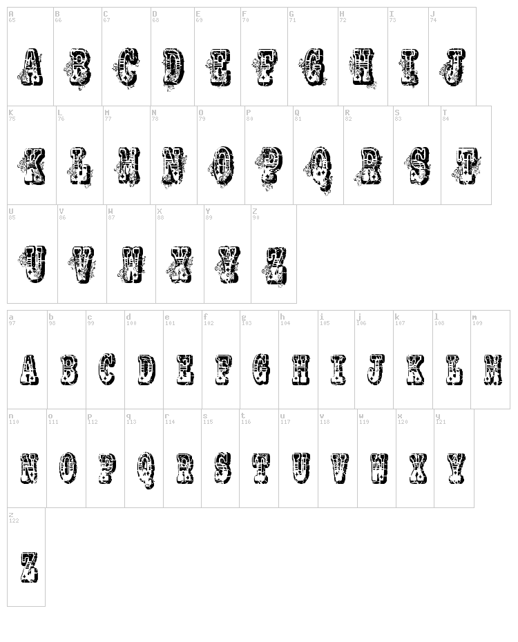VTKS No Name font map